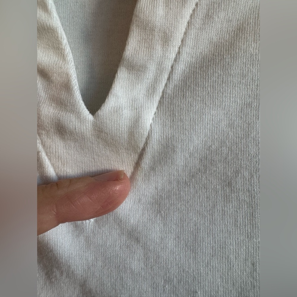 Talbots The Talbots Tee Split Neck Pima Cotton White Short Sleeve Petite T Shirt - Picture 3 of 4